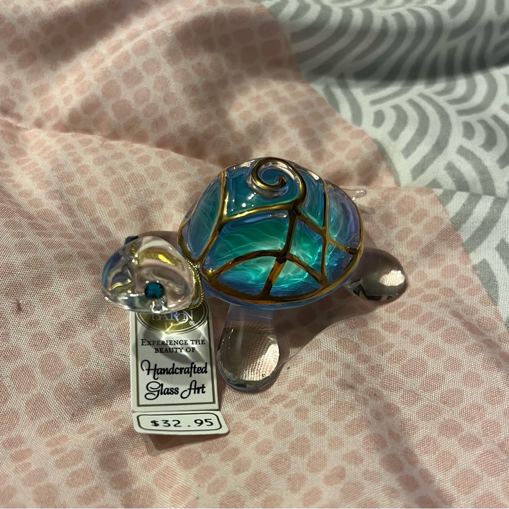 Glass multi blue turtle figurine